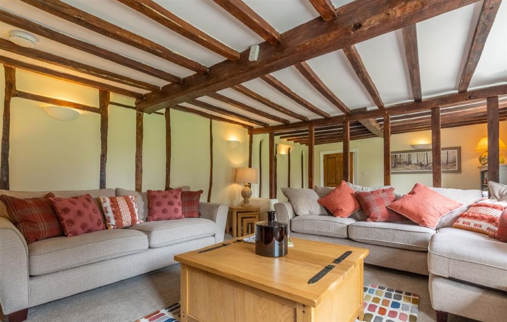 Sitting room with wood burning stove and original beams