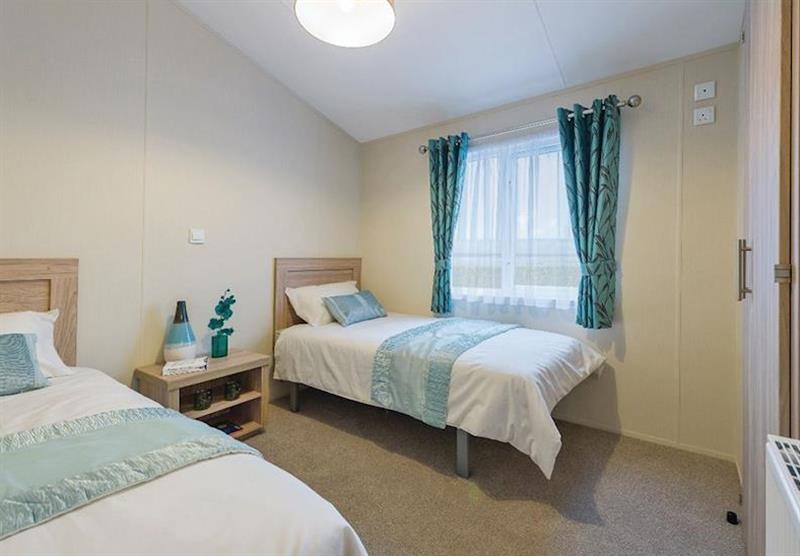 Twin bedroom in a Deluxe 2 Lodge at Heather View Leisure Park in Stanhope, Co Durham