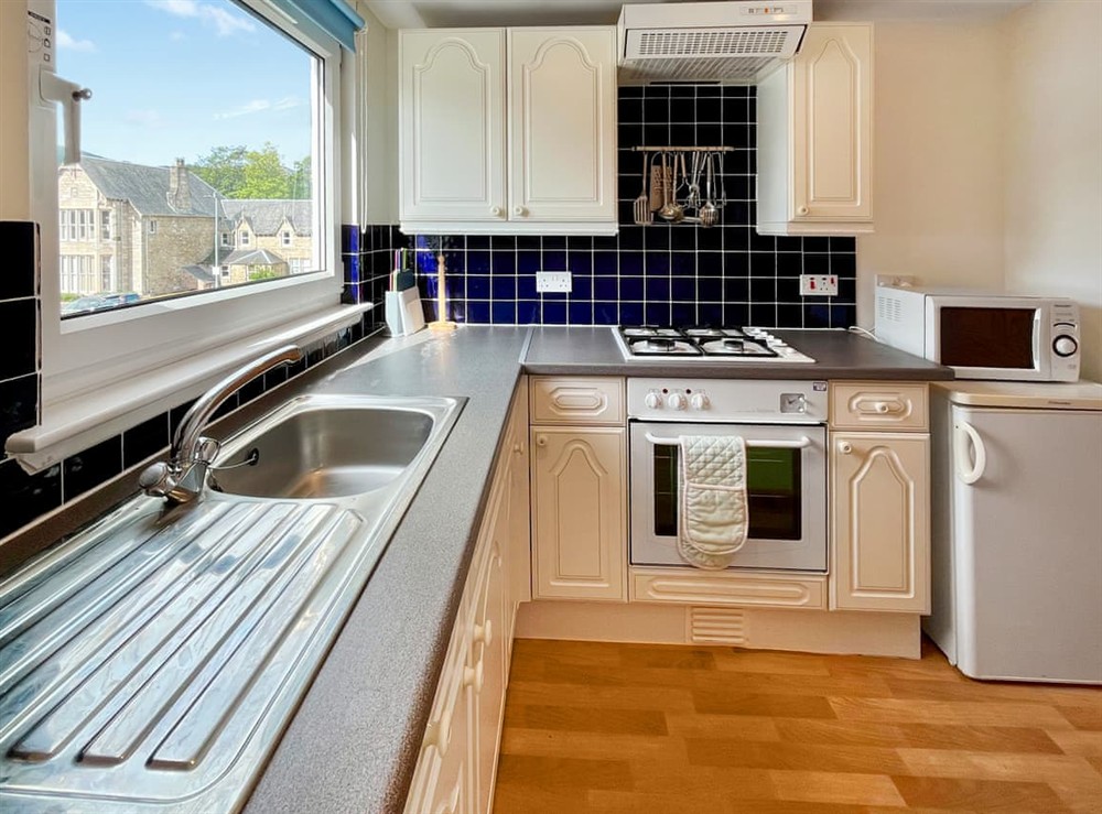 Kitchen at Heathergems Apartment in Pitlochry, Perthshire