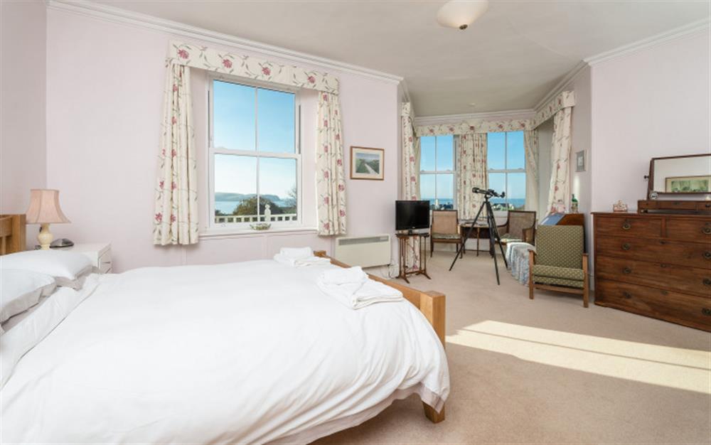 Bedroom 2 with stunning sea views at Heathfield in Thurlestone