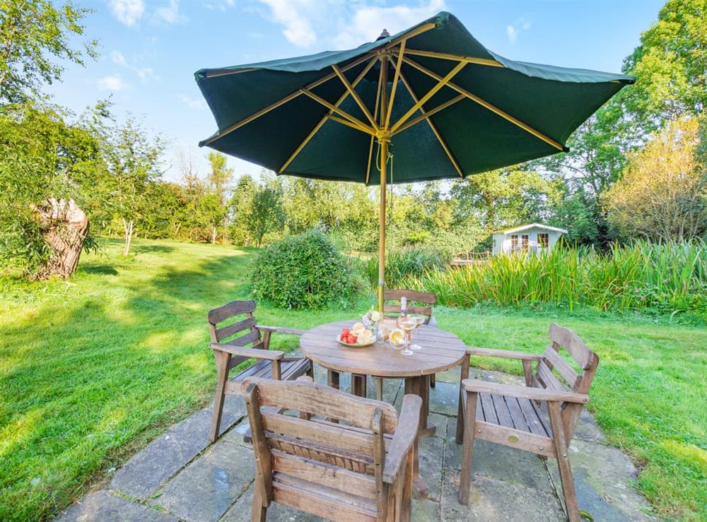 Sitting-out-area at Hedgehogs Hideaway in Bishop Thornton, near Harrogate, North Yorkshire