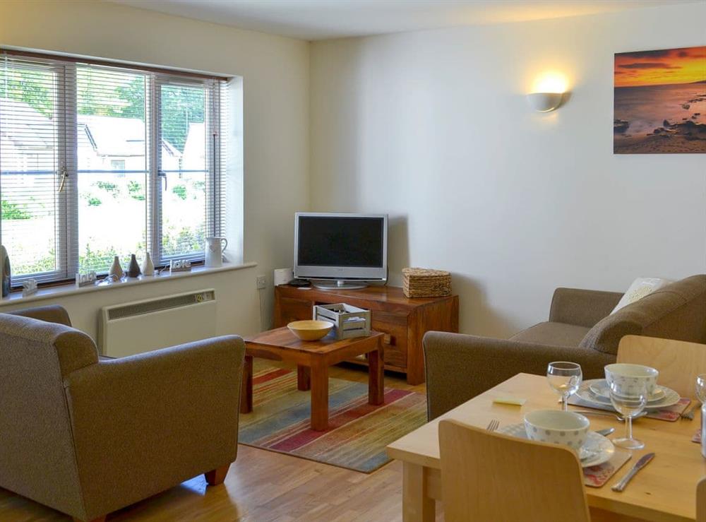 Open plan living space at Hedgehogs Retreat in Davidstow, near Camelford, Cornwall
