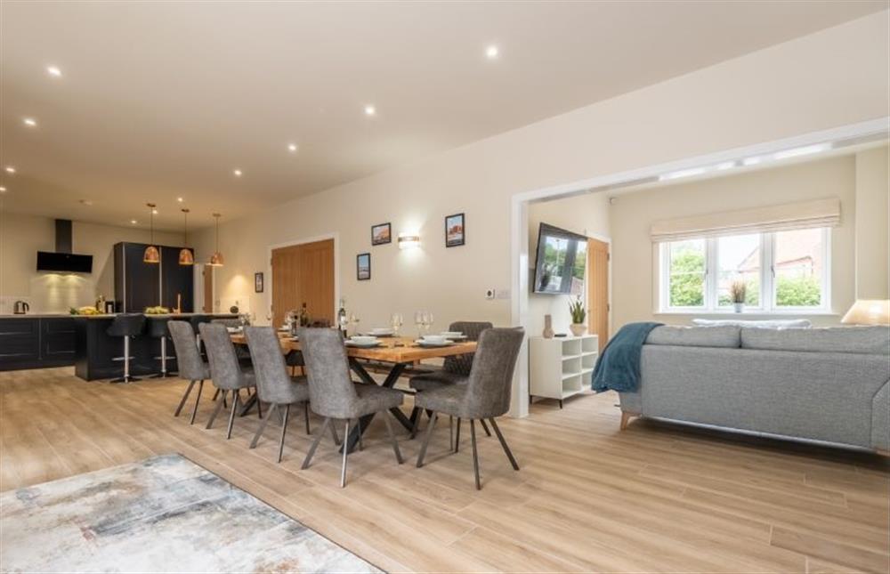At the far end of the open-plan living area is the snug at Hedgerows, Burnham Market near Kings Lynn