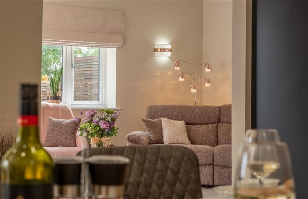 Looking to the sitting room at Hedgerows, Burnham Market near Kings Lynn