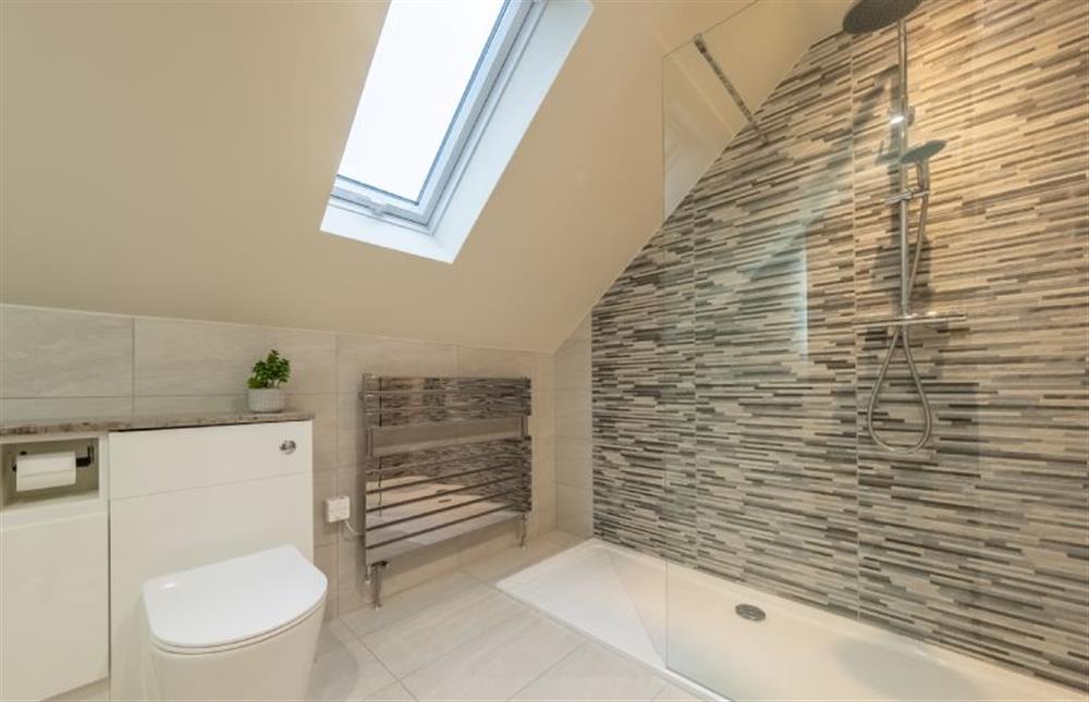 Shower room with large walk-in shower at Hedgerows, Burnham Market near Kings Lynn