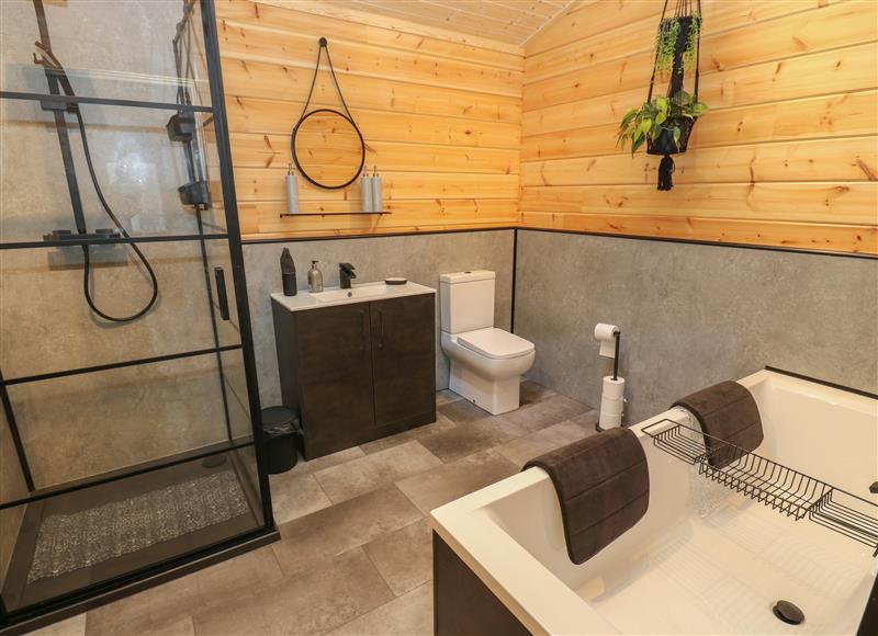 This is the bathroom at Height End Farm Log Cabin, Rossendale near Bacup
