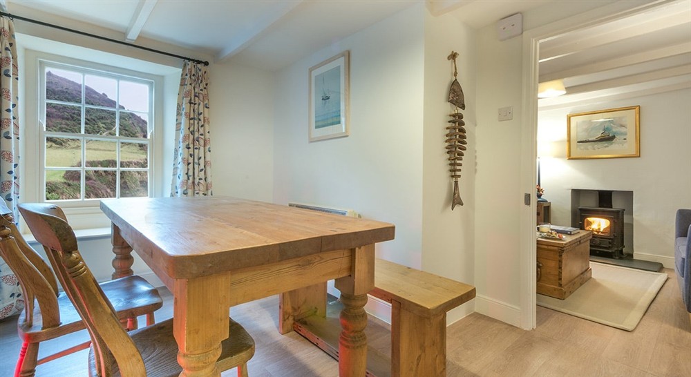The dining room at Hemmick Cottage in Cornwall,