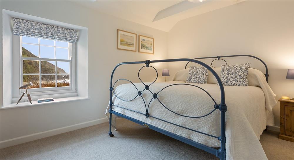 The double bedroom at Hemmick Cottage in Cornwall, 