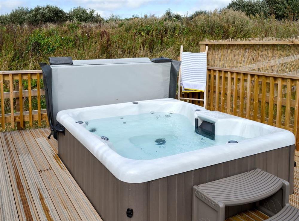 Hot tub at Hen Harrier Lodge in St Columb Major, near Padstow, Cornwall