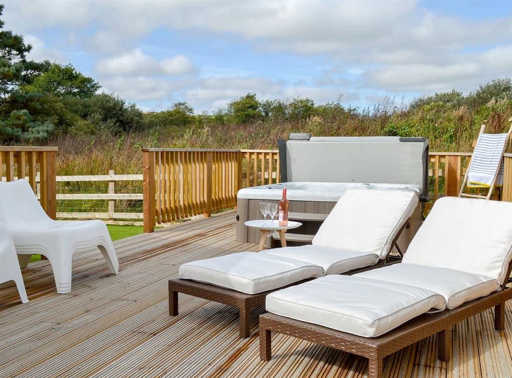 Outdoor area at Hen Harrier Lodge in St Columb Major, near Padstow, Cornwall