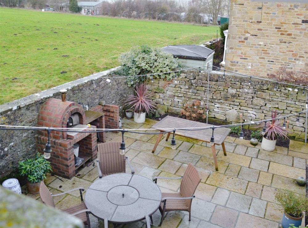 Spacious patio area at Hendricks Cottage in West Witton, near Leyburn, North Yorkshire