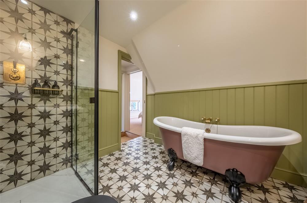 Family bathroom with bath and separate walk-in shower (photo 2) at Hensill Farmhouse, Hawkhurst