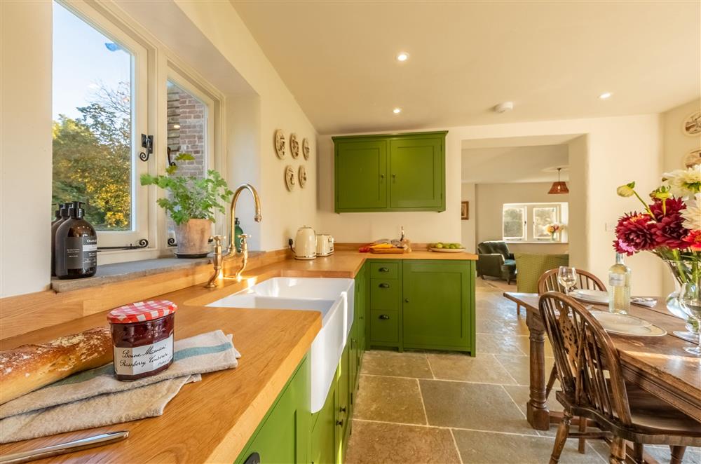 Kitchen with dining area at Hensill Farmhouse, Hawkhurst