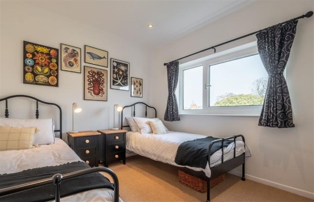 First floor: Bedroom three with full-size twin beds at Herberts, Wells-next-the-Sea