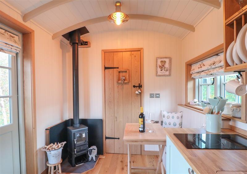 This is the kitchen at Herbies Shepherds Hut, Bottesford near Redmile