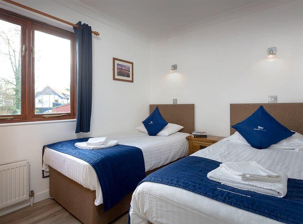 Comfortable twin bedroom at Heron in Wroxham, Norfolk., Great Britain