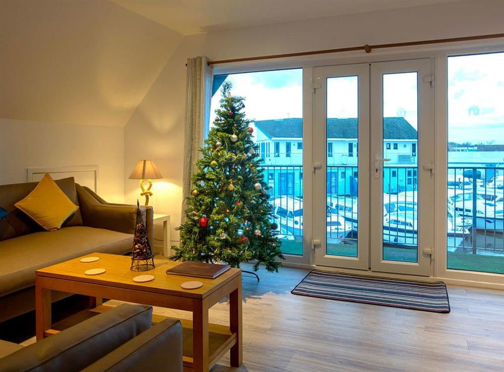 Seasonal décor within the living room at Heron in Wroxham, Norfolk., Great Britain