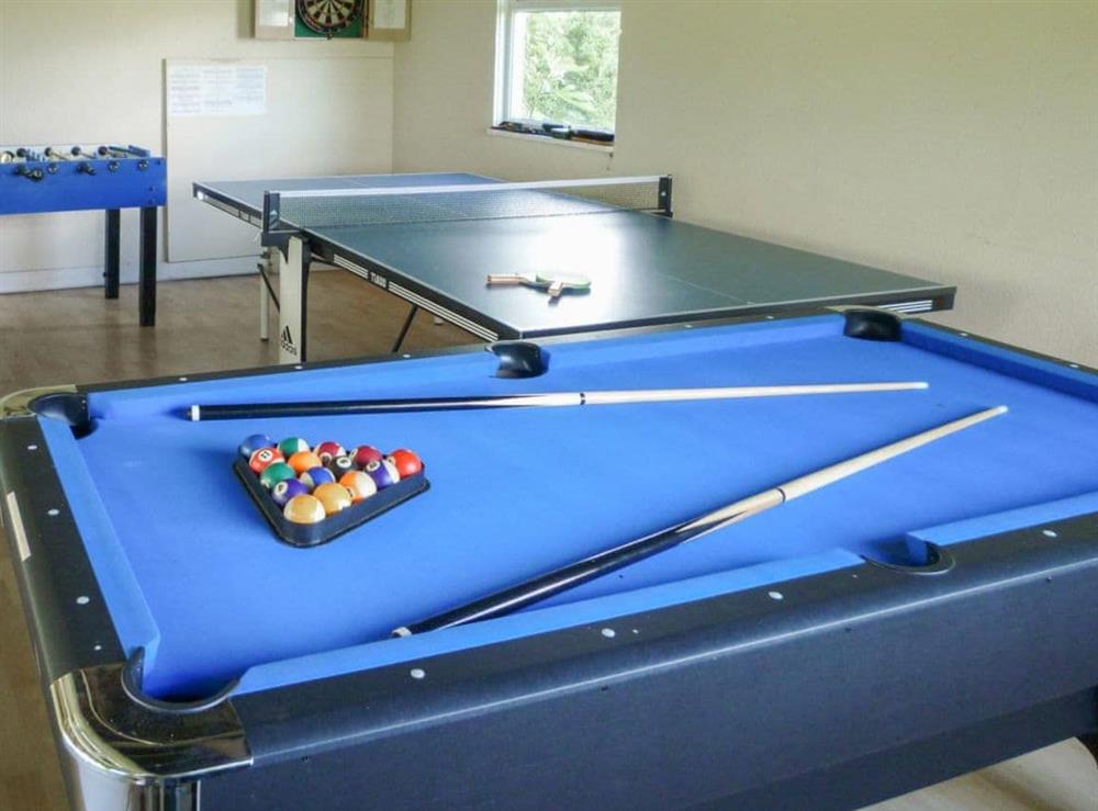 Games room with pool, table football and table tennis at Hertsmerry Cottage in Sidestrand, near Cromer, Norfolk