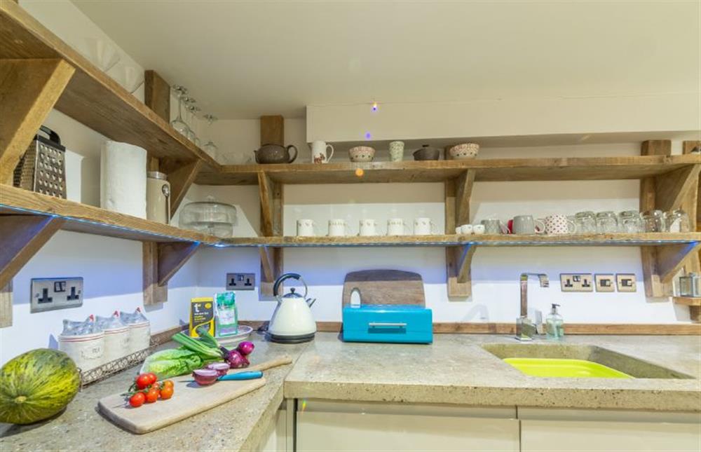 Ground floor: The Kitchen is quirky and well equipped at Hideaway Barn, Thornham near Hunstanton