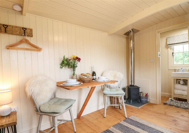 Relax in the living area at High Grounds Shepherds Hut, Boylestone near Ashbourne
