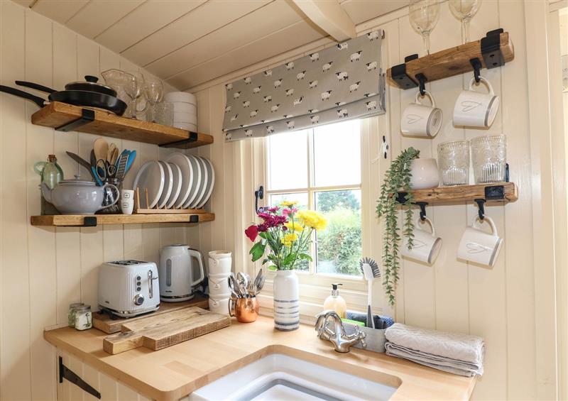 The kitchen at High Grounds Shepherds Hut, Boylestone near Ashbourne