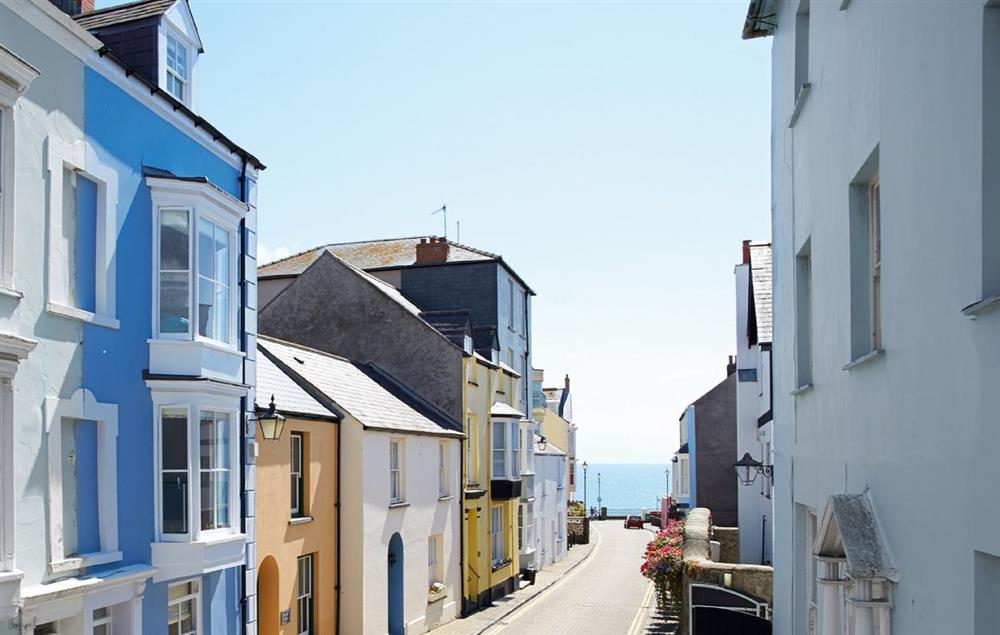 The handsome, cornflower blue property with the sea just down the road at High House (Sleeping 10), Tenby