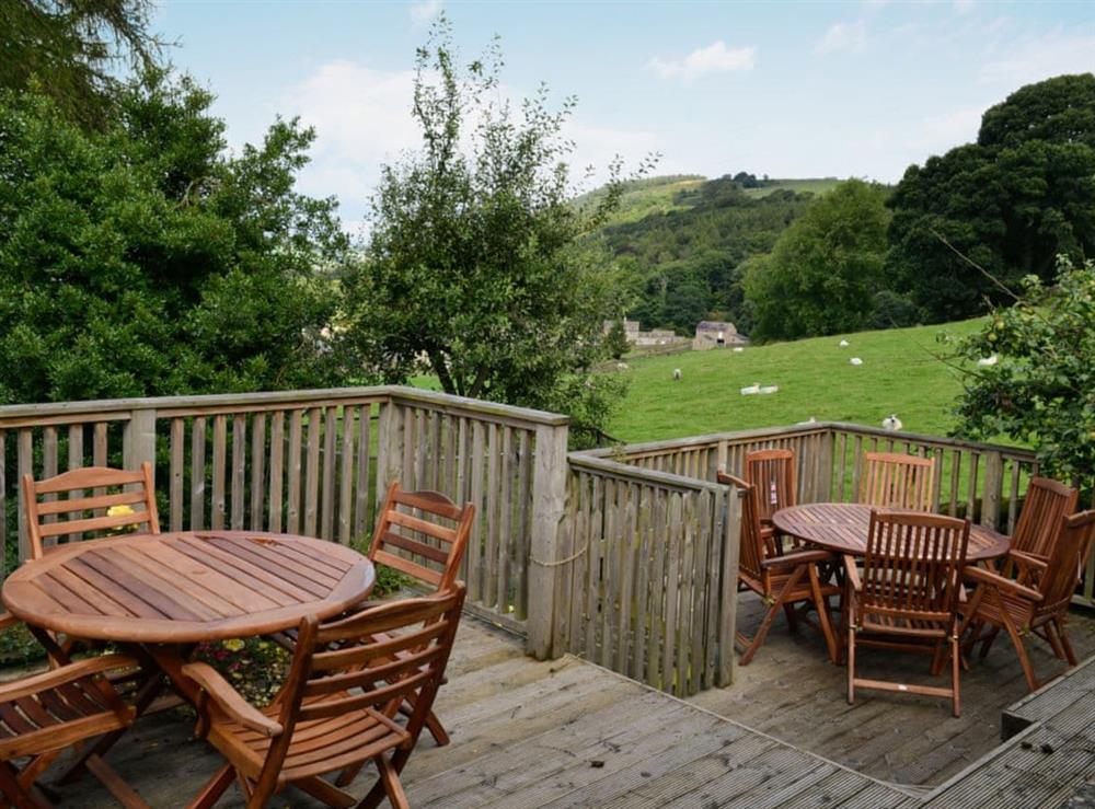 Wonderful countryside views from the terrace area at High House in Wath, near Pateley Bridge, North Yorkshire