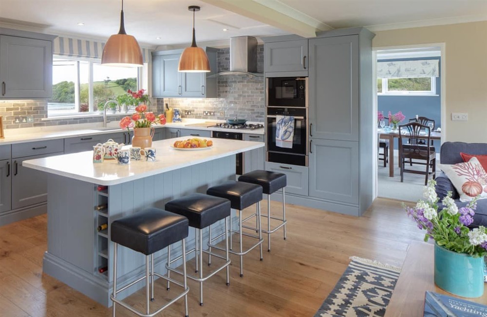 Kitchen area at High Meadows in St Mawes, Cornwall