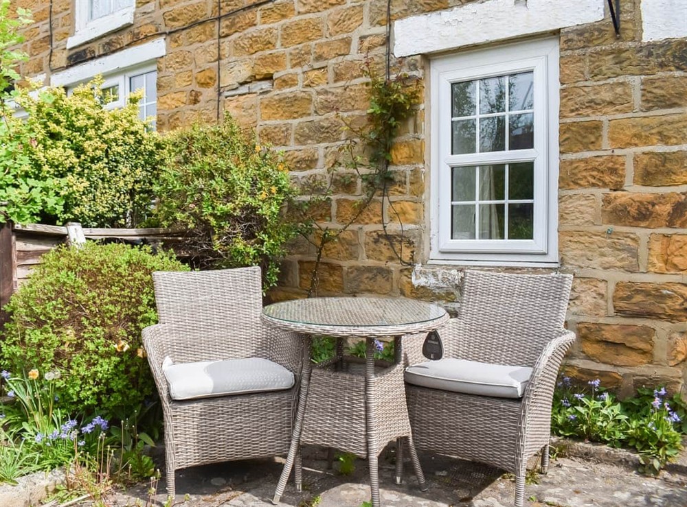 Sitting-out-area at High Street in Burniston, near Scarborough, North Yorkshire