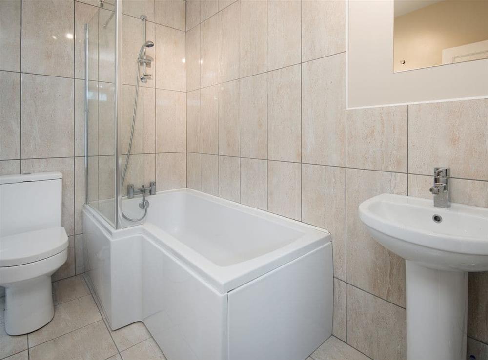 Bathroom with shower over bath at High Street in Gatehouse of Fleet, Dumfries and Galloway, Kirkcudbrightshire