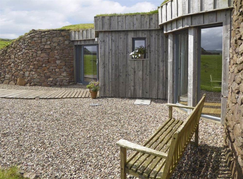 Gravelled patio area at High Trodigal in Machrihanish, near Campbeltown, Argyll
