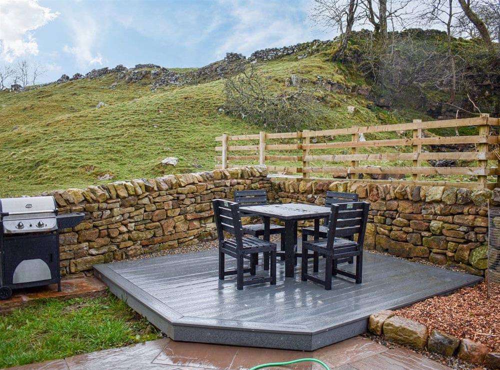 Sitting-out-area at High West End Farm House in Lunds, near Hawes, North Yorkshire