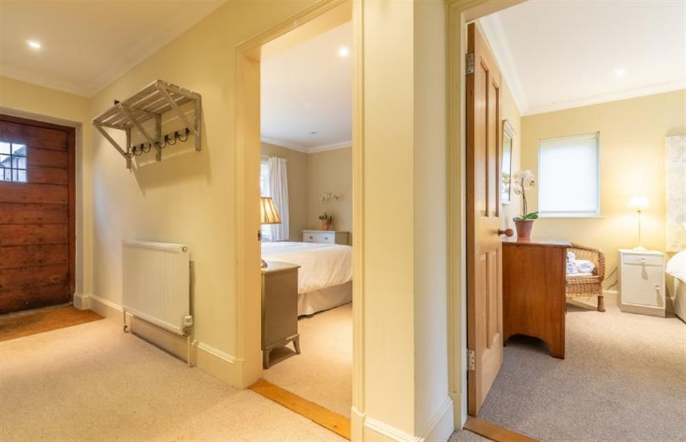 Hallway with bedrooms at Higham Place Lodge, Higham