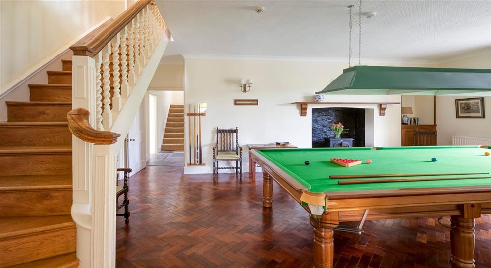 The billiard room at Higher Brownstone Farm in Nr Kingswear, Devon