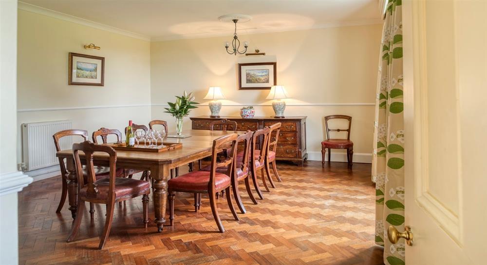 The dining room at Higher Brownstone Farm in Nr Kingswear, Devon