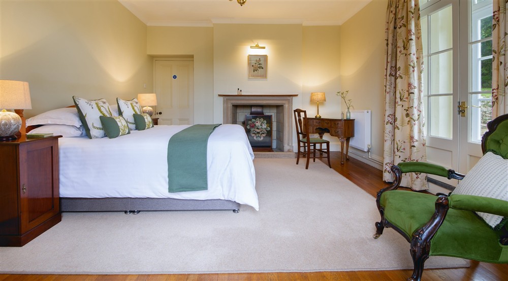 The downstairs bedroom at Higher Brownstone Farm in Nr Kingswear, Devon