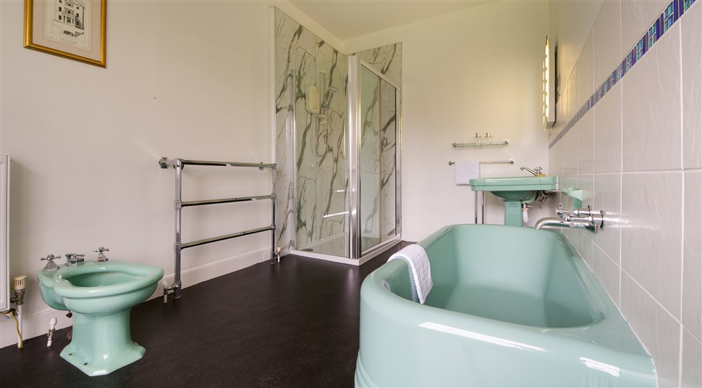 The ensuite bathroom at Higher Brownstone Farm in Nr Kingswear, Devon