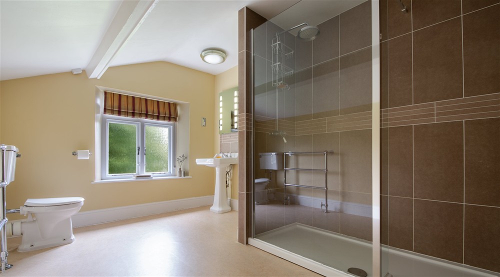 The family shower room at Higher Brownstone Farm in Nr Kingswear, Devon