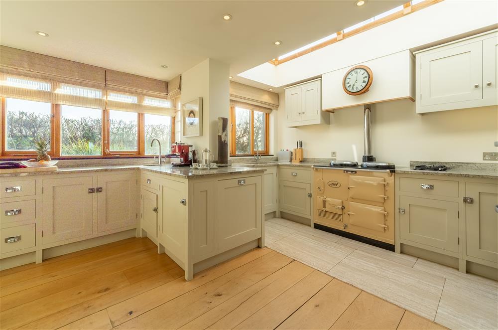 Fully equipped kitchen with Aga at Higher Close, Mawgan Porth