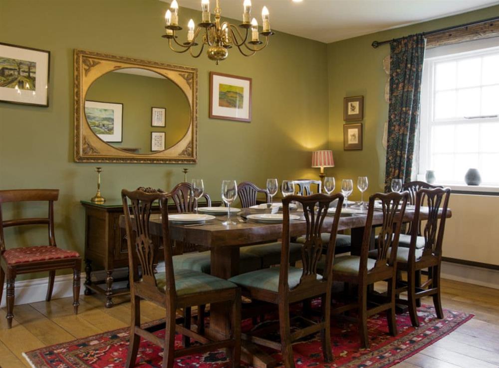 Splendid formal dining room at Higher Scarcliffe in Broughton, near Skipton, North Yorkshire
