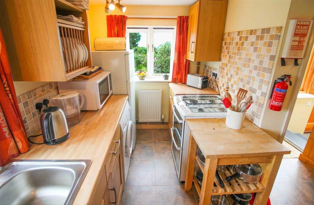 Kitchen area at Higher Trewellard Hill Farm in Cape Cornwall, England