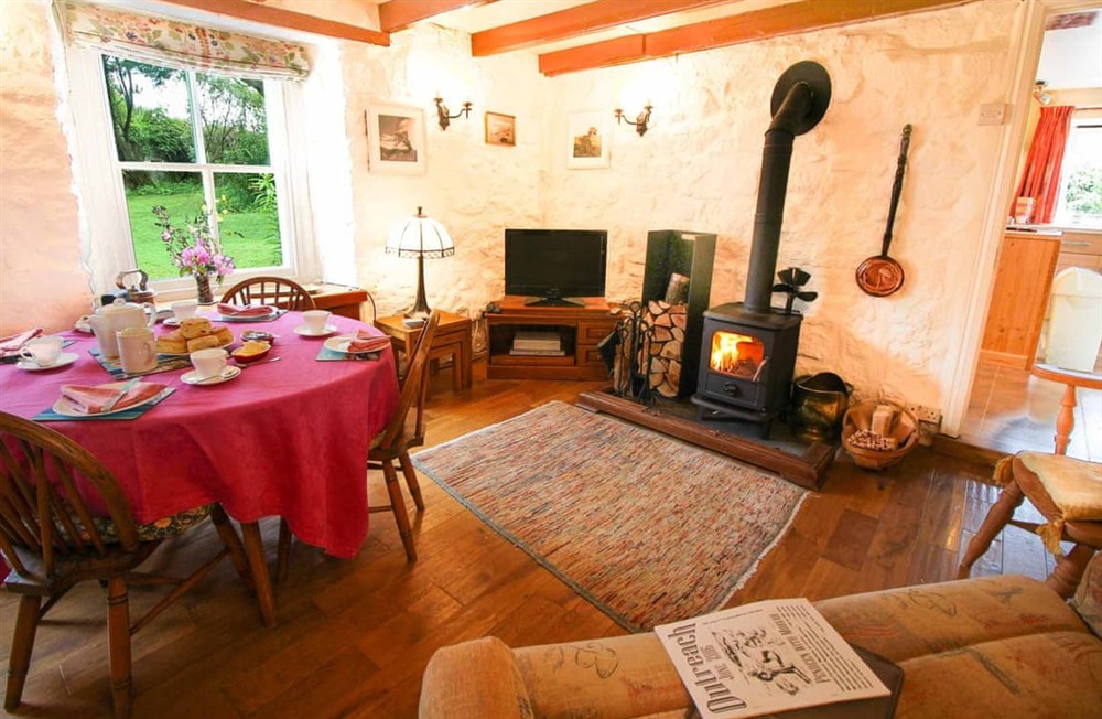 Living area at Higher Trewellard Hill Farm in Cape Cornwall, England