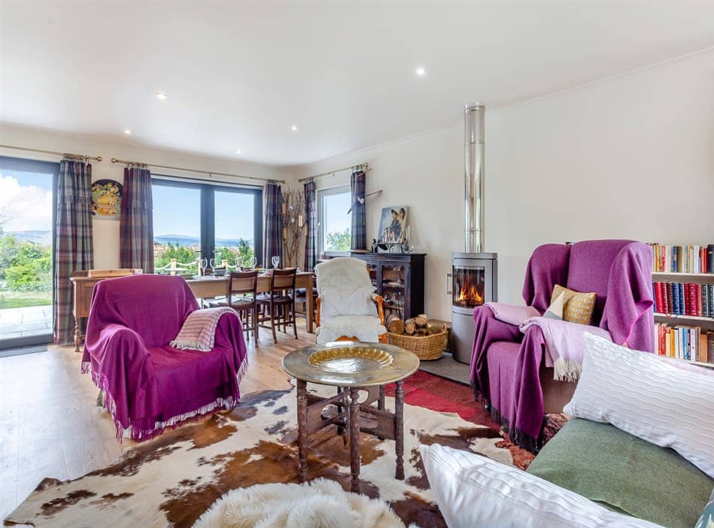 Living room/dining room at Highland Sanctuary in Dornoch, Sutherland