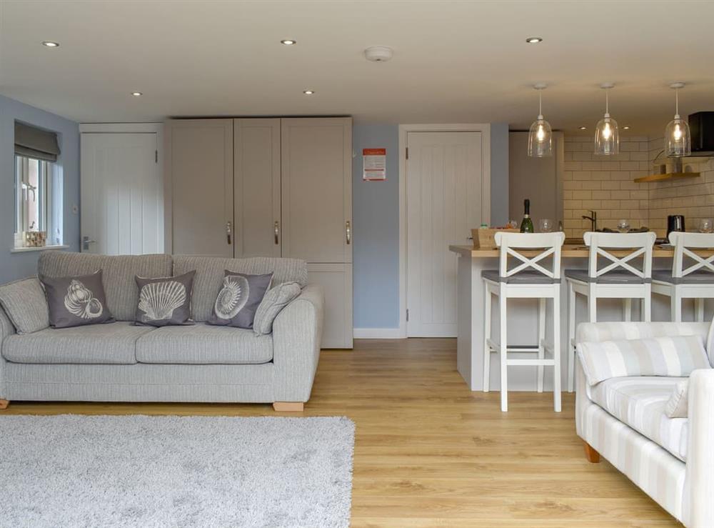 Open plan living space at Highlands Retreat in Barton-on-Sea, near New Milton, Hampshire