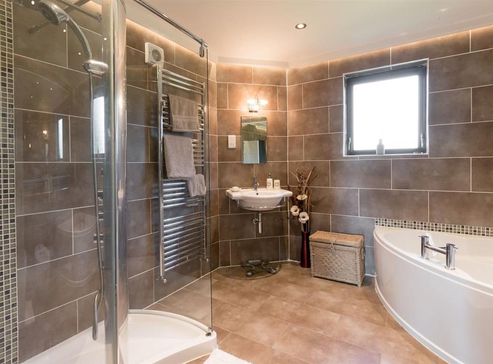 Bathroom with separate shower at Hill End Farmhouse in Dalry, Ayrshire