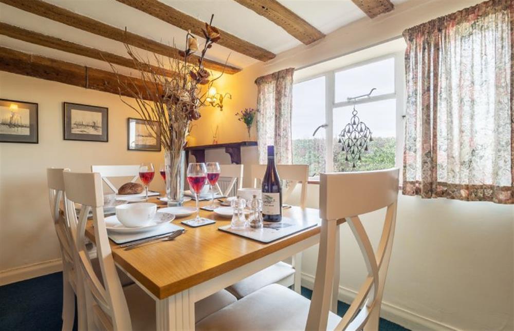 Dining room with seating for up to six guests at Hill Farm House, Huntingfield