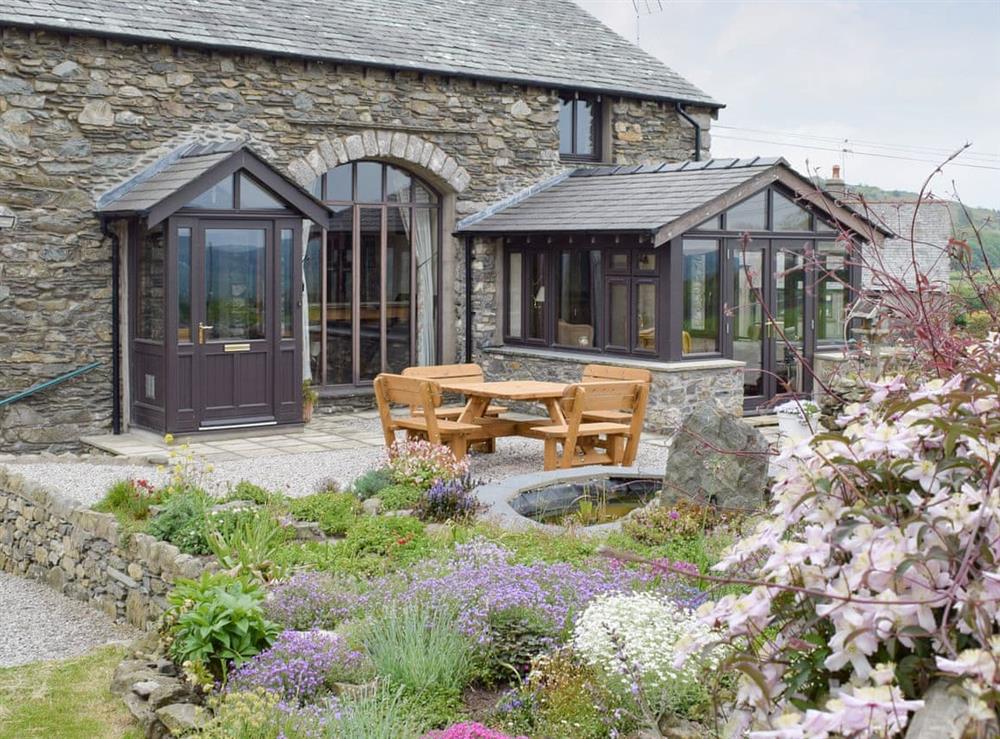 Beautiful holiday home and patio area at Hill Top Barn in Newton-in-Cartmel, near Grange-over-Sands, Cumbria