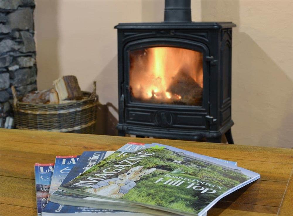 Warming wood burner at Hill Top Barn in Newton-in-Cartmel, near Grange-over-Sands, Cumbria