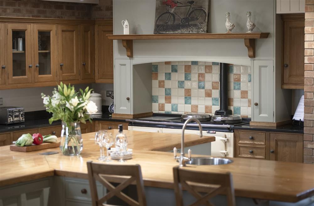 Spacious well-equipped farmhouse kitchen with large Aga at Hill Top Farm, Askrigg, Nr Leyburn