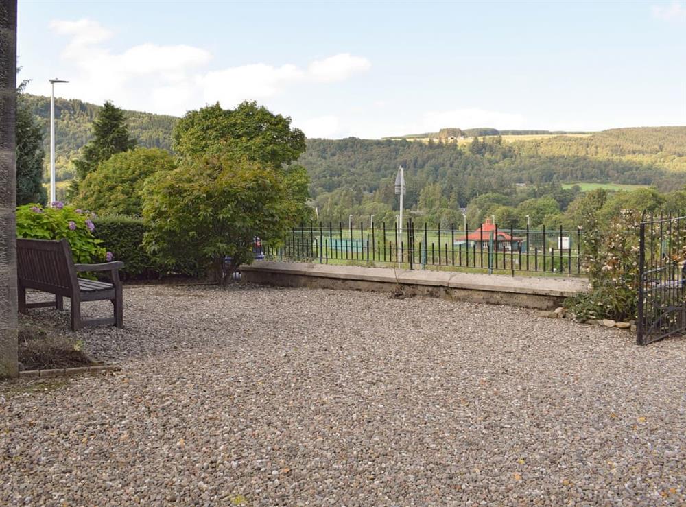 Lovely view from the gravelled patio area at Hill View House in Aberfeldy, Perthshire